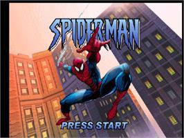 Title screen of Spider-Man on the Nintendo N64.