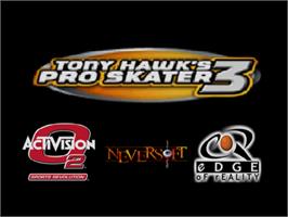 Title screen of Tony Hawk's Pro Skater 3 on the Nintendo N64.