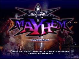 Title screen of WCW Mayhem on the Nintendo N64.