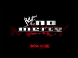Title screen of WWF No Mercy on the Nintendo N64.