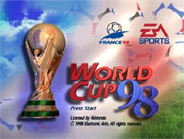 Title screen of World Cup 98 on the Nintendo N64.