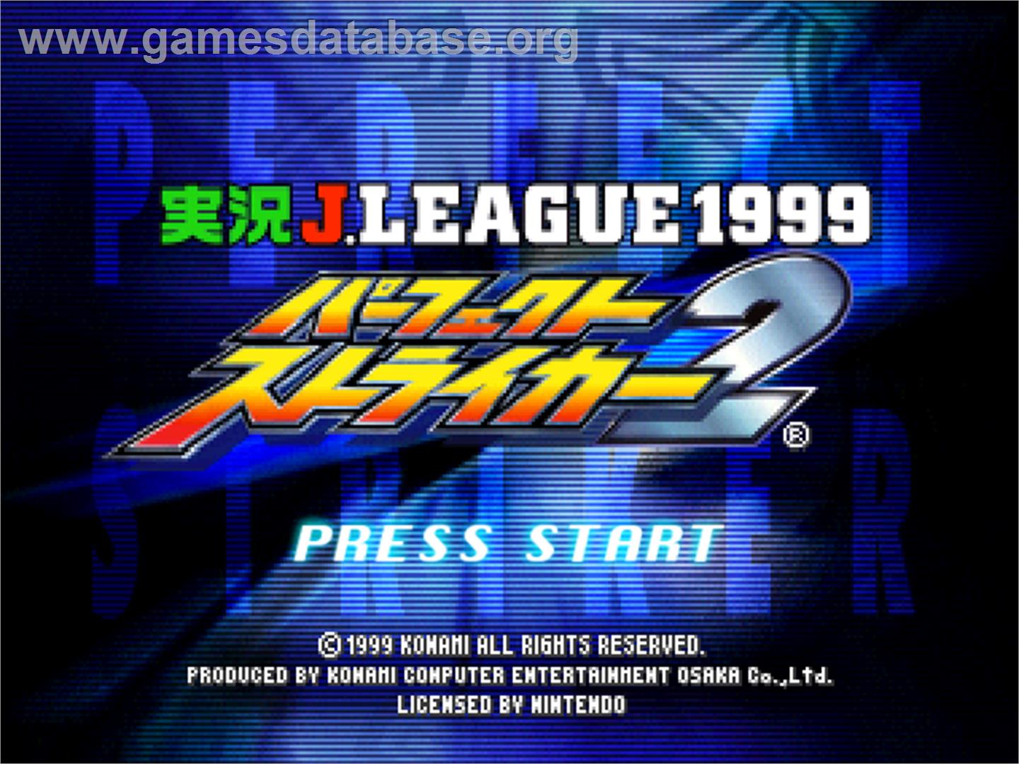 Jikkyou J.League 1999: Perfect Striker 2 - Nintendo N64 - Artwork - Title Screen