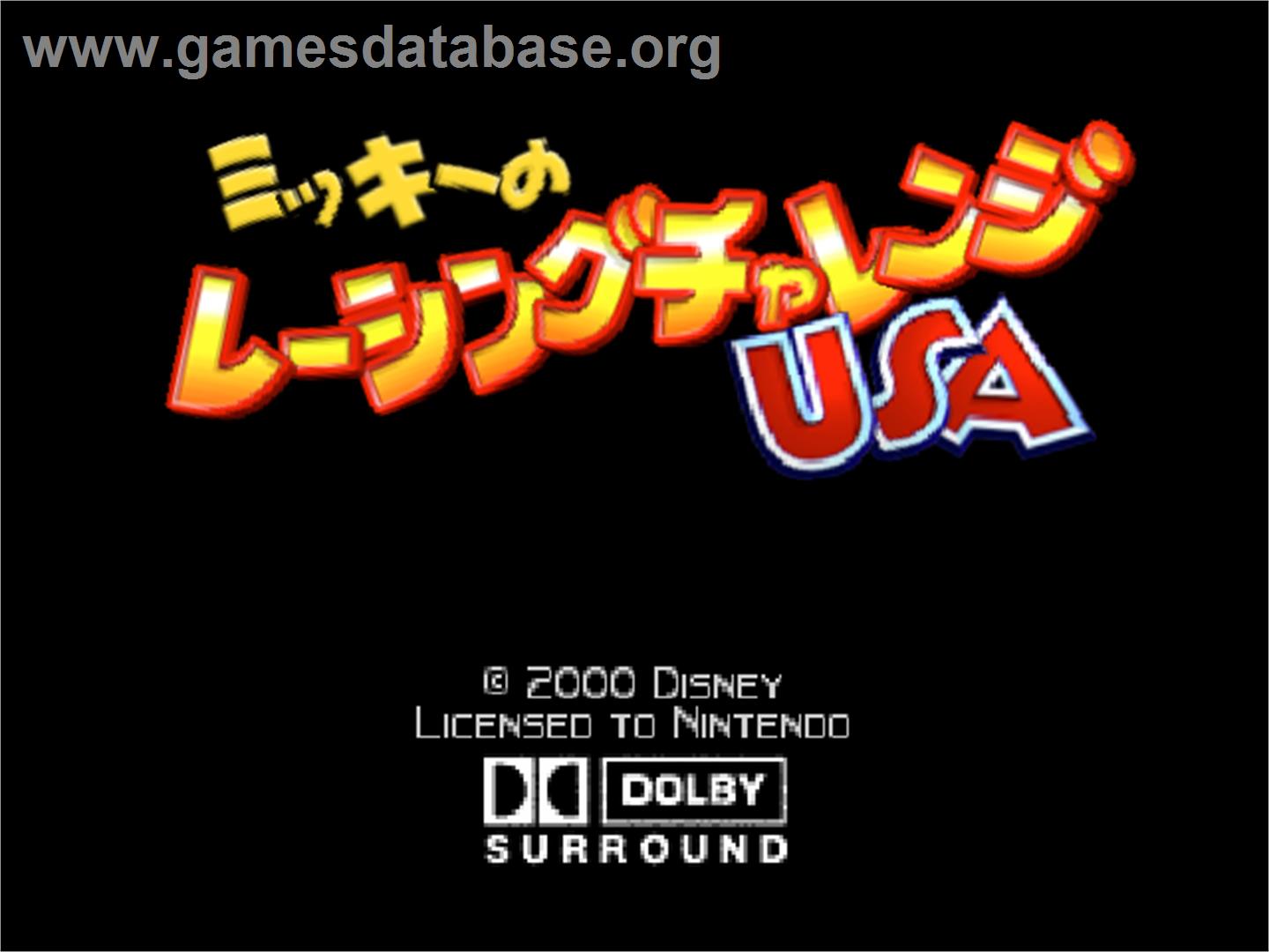 Mickey no Racing Challenge USA - Nintendo N64 - Artwork - Title Screen
