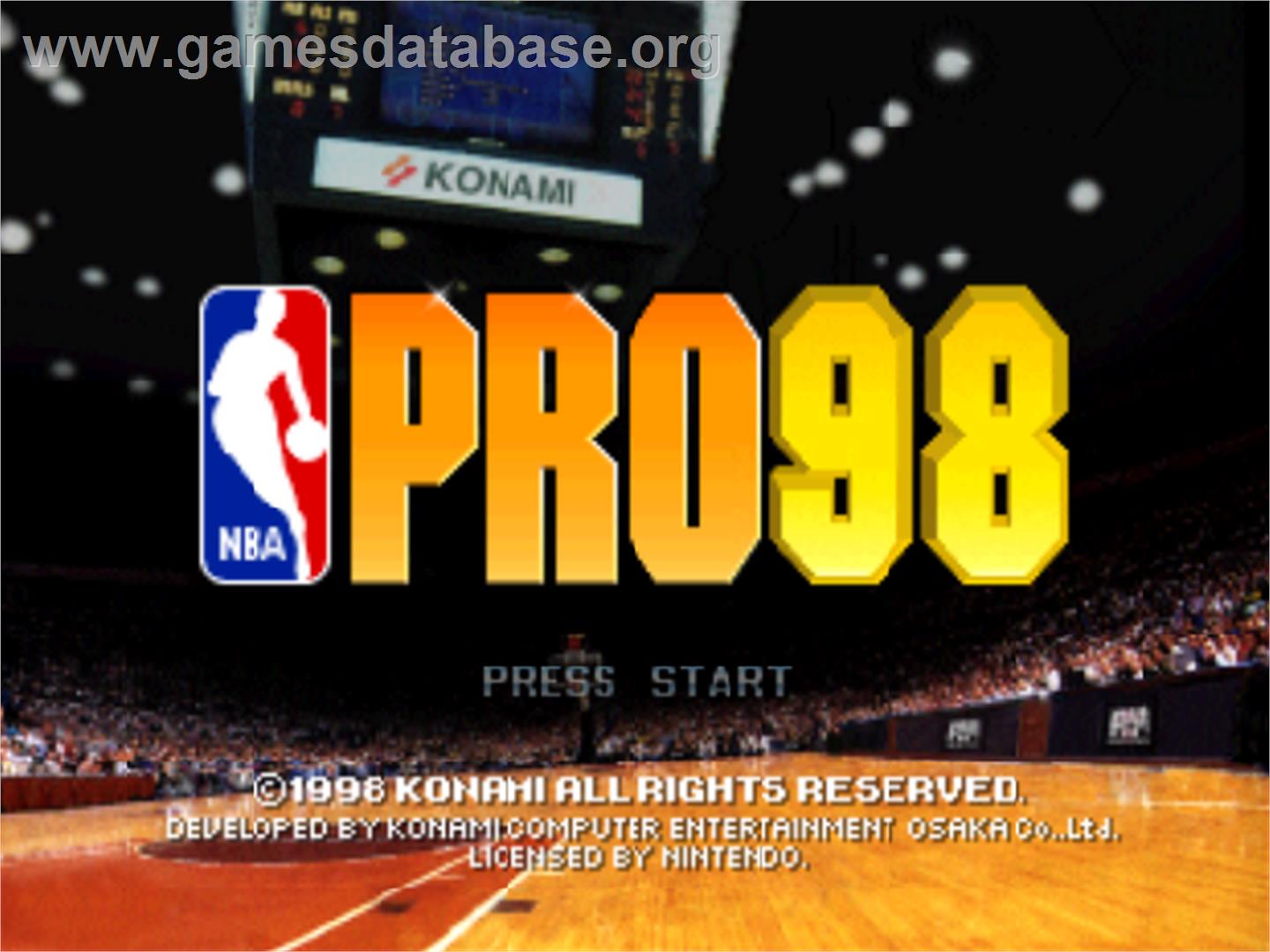 NBA Pro 98 - Nintendo N64 - Artwork - Title Screen