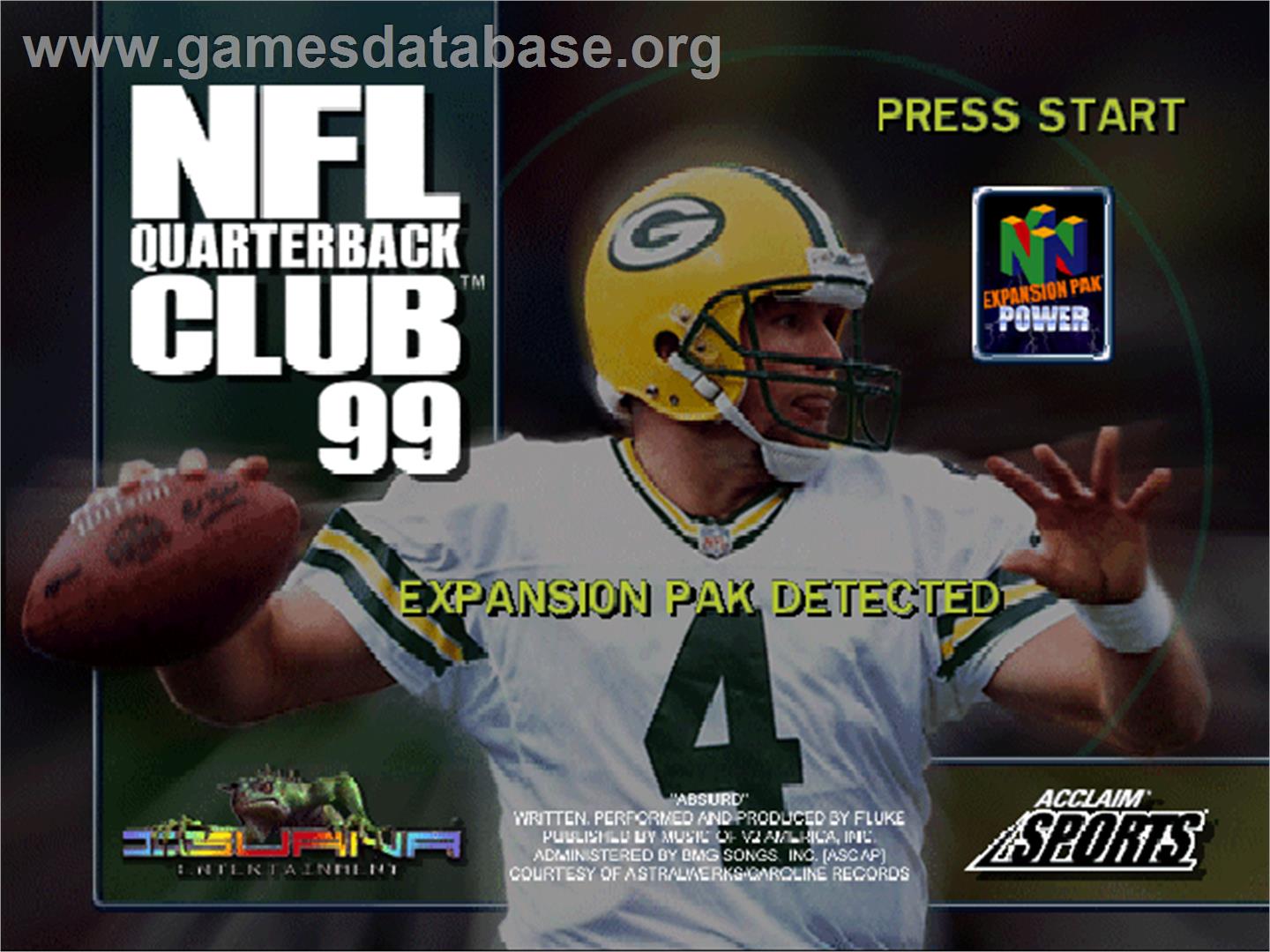 NFL Quarterback Club '99 - Nintendo N64 - Artwork - Title Screen