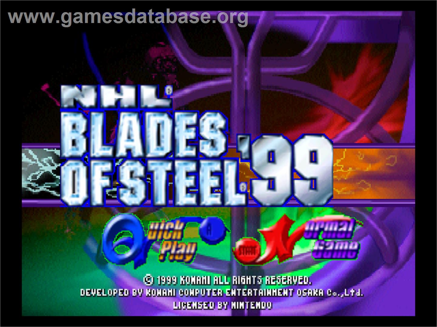 NHL Blades of Steel '99 - Nintendo N64 - Artwork - Title Screen
