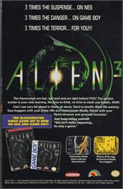 Advert for Alien³ on the Nintendo Game Boy.