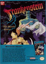 Advert for Frankenstein: The Monster Returns on the Nintendo NES.