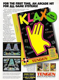 Advert for Klax on the Nintendo NES.
