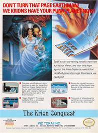 Advert for Krion Conquest on the Nintendo NES.