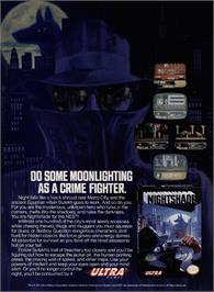 Advert for Nightshade: Part 1 - The Claws of Sutekh on the Nintendo NES.