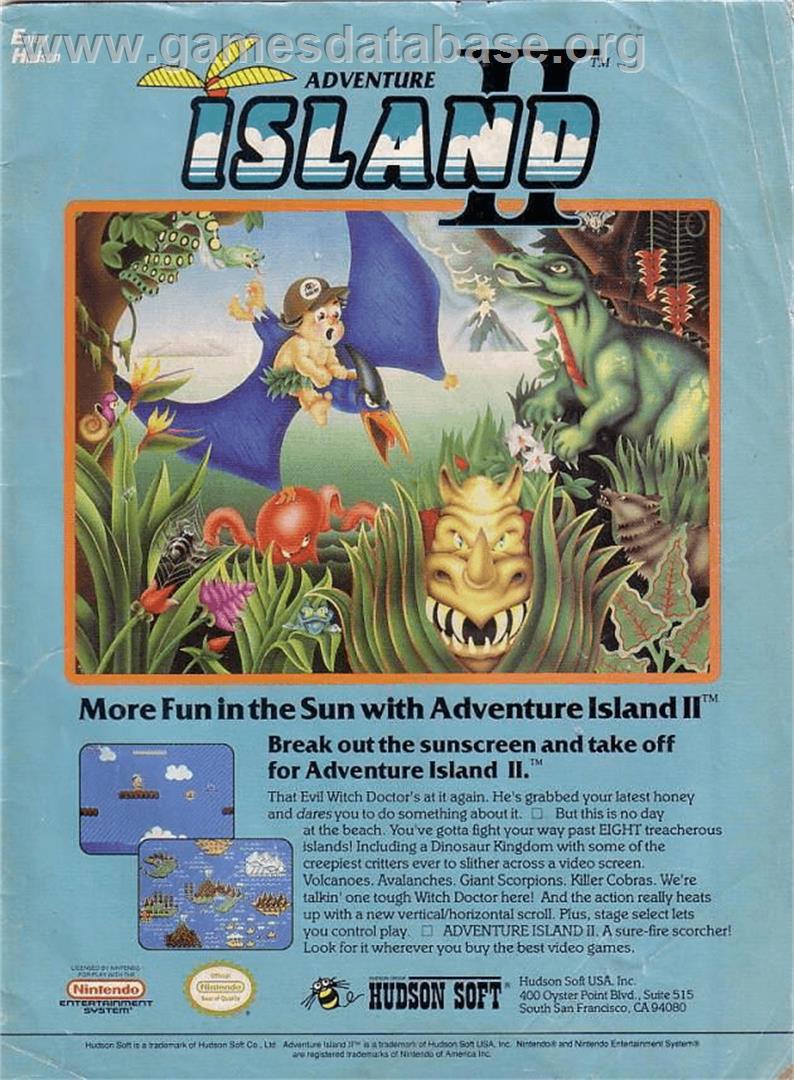 Adventure Island 2 - Nintendo NES - Artwork - Advert