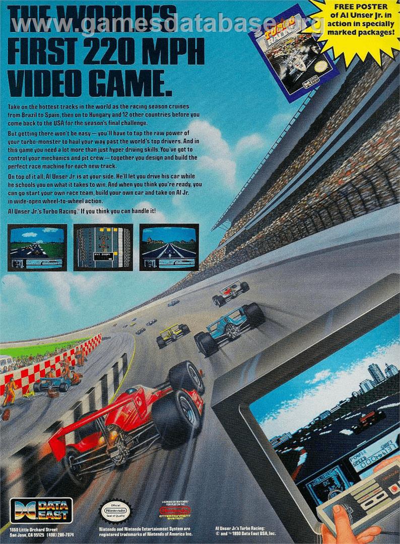 Al Unser Jr. Turbo Racing - Nintendo NES - Artwork - Advert