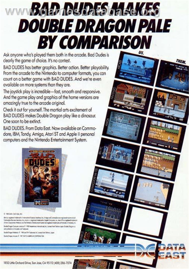 Bad Dudes - Commodore 64 - Artwork - Advert
