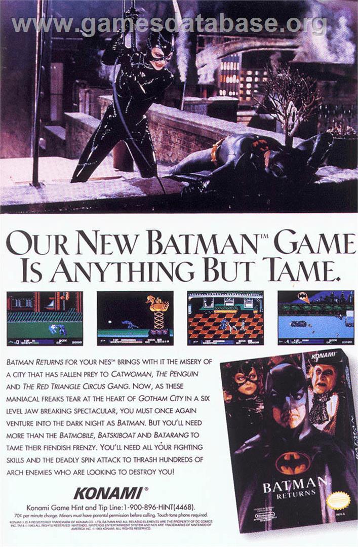 Batman Returns - Sega Game Gear - Artwork - Advert