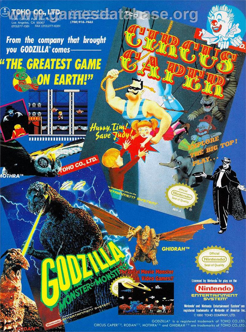 Circus Caper - Nintendo NES - Artwork - Advert