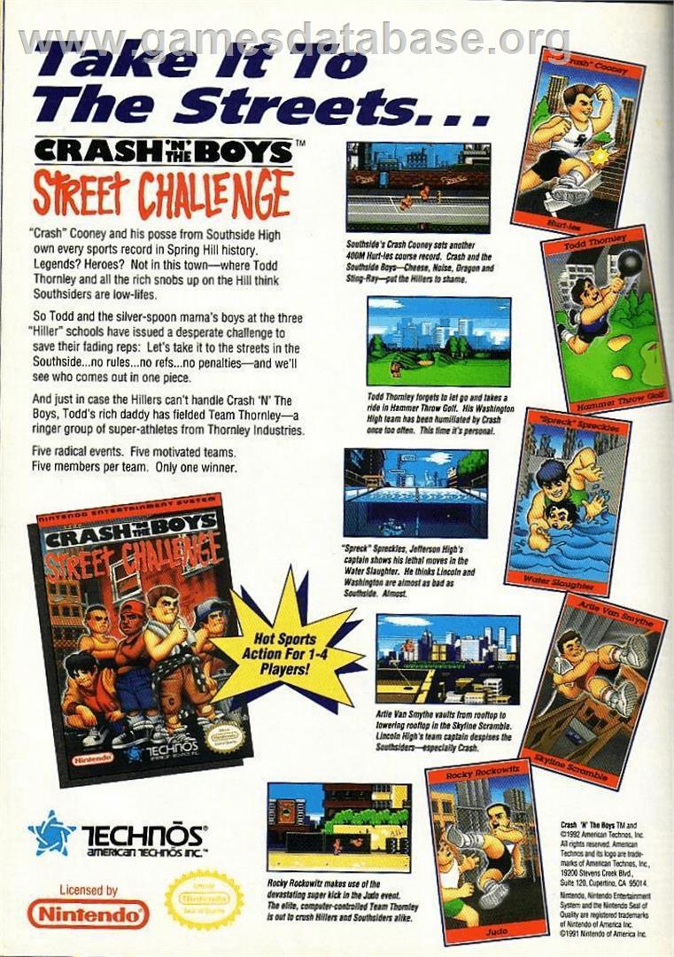 Crash 'N the Boys: Street Challenge - Nintendo NES - Artwork - Advert