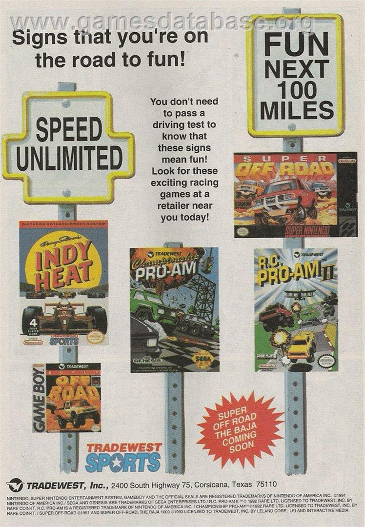 Danny Sullivan's Indy Heat - Nintendo NES - Artwork - Advert