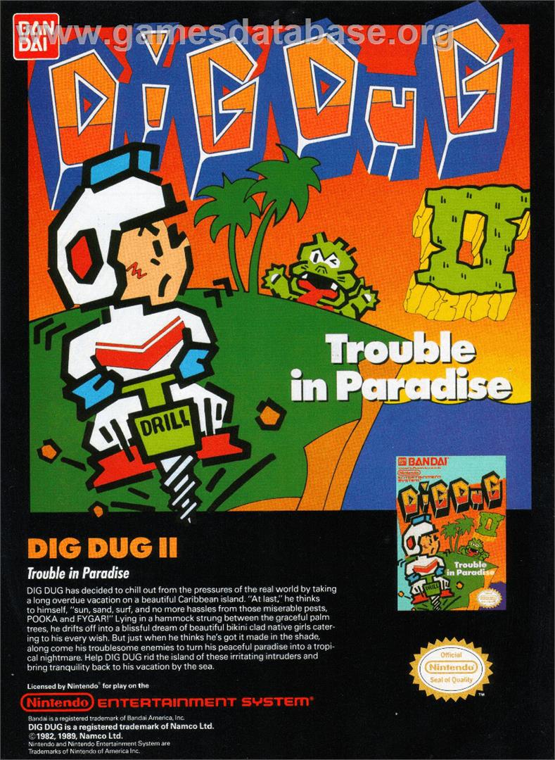 Dig Dug II - Nintendo NES - Artwork - Advert