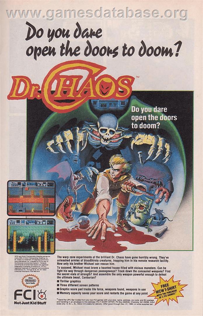 Dr. Chaos - Nintendo NES - Artwork - Advert