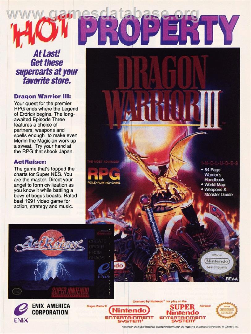 Dragon Warrior 3 - Nintendo NES - Artwork - Advert