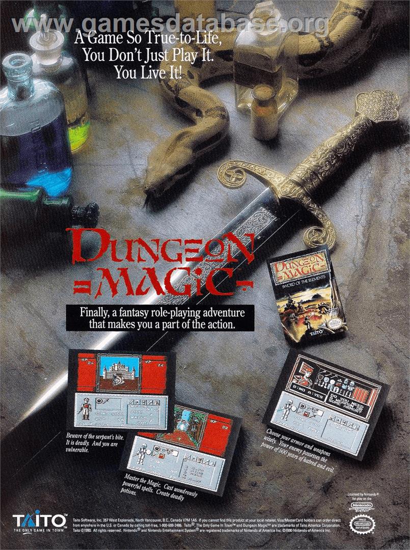 Dungeon Magic: Sword of the Elements - Nintendo NES - Artwork - Advert