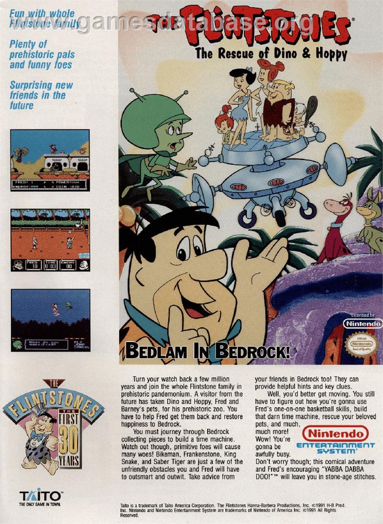 Flintstones: The Rescue of Dino & Hoppy - Nintendo NES - Artwork - Advert