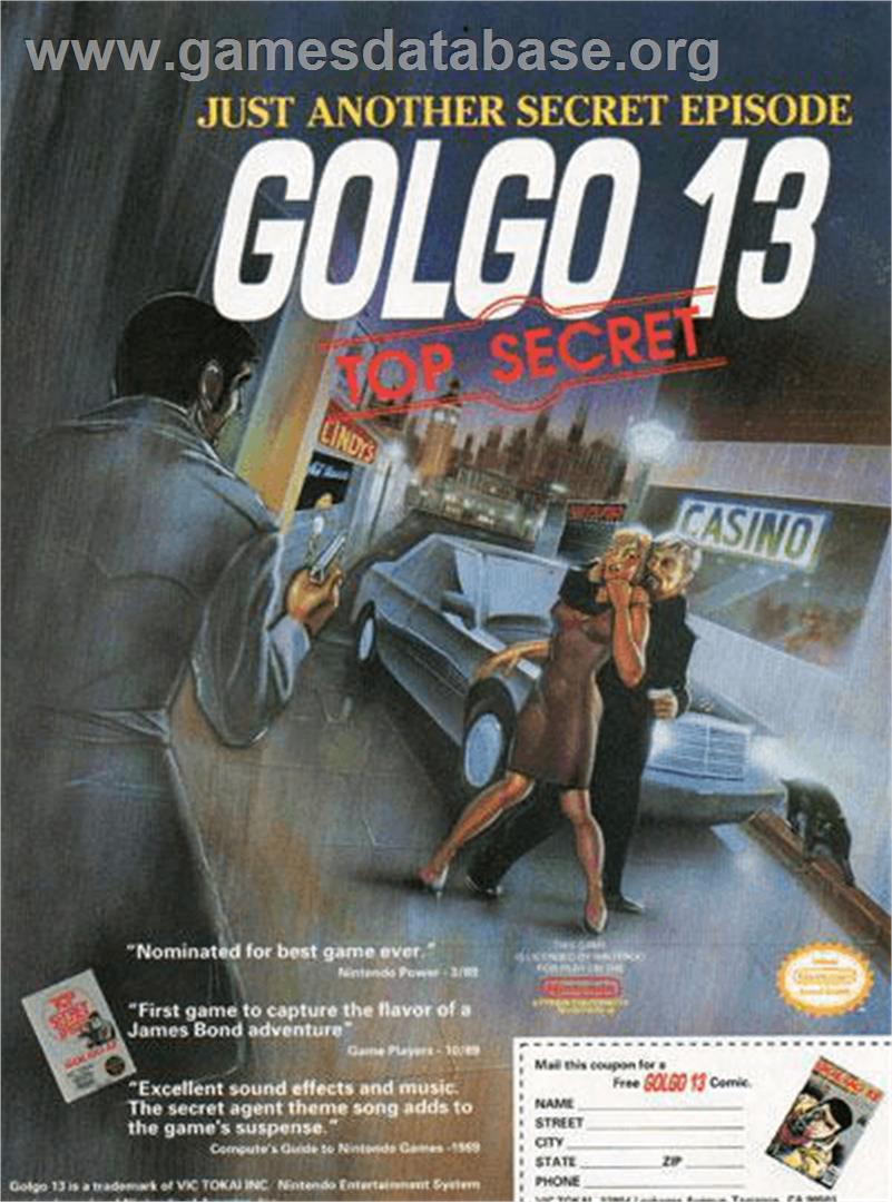 Golgo 13: Top Secret Episode - Nintendo NES - Artwork - Advert