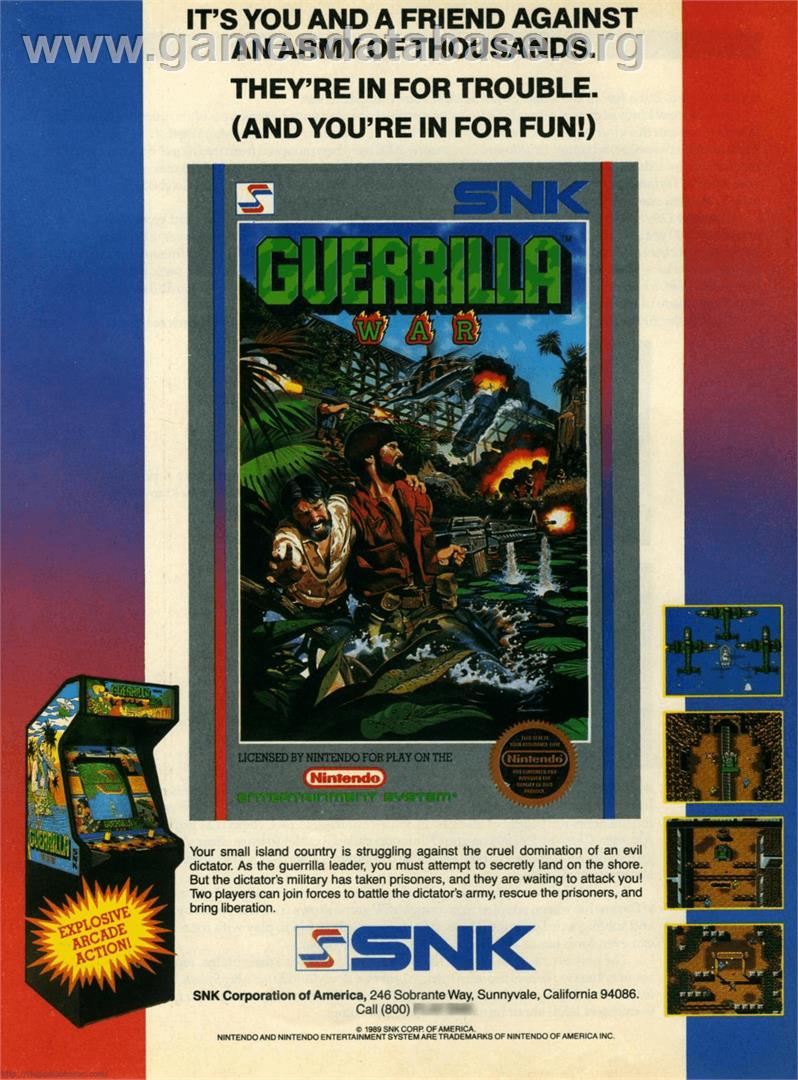 Guerrilla War - Nintendo NES - Artwork - Advert