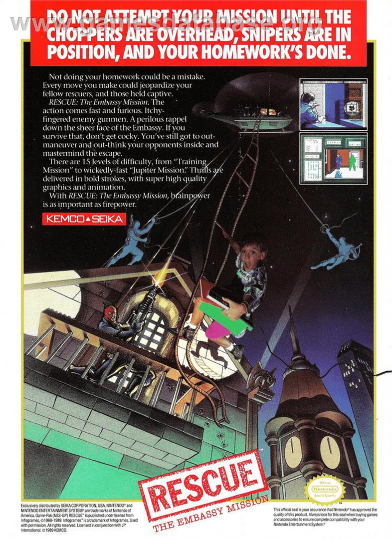 Hostage: Rescue Mission - Nintendo NES - Artwork - Advert