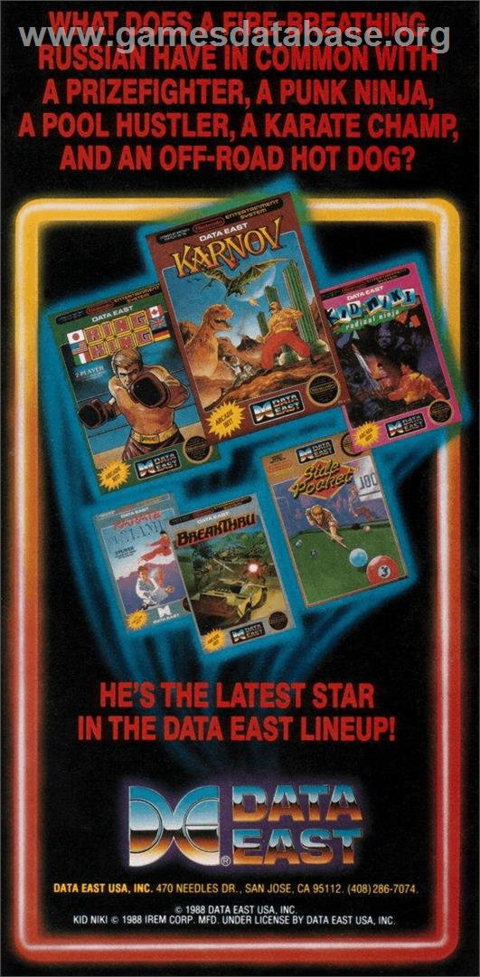 Kid Niki - Radical Ninja - Nintendo NES - Artwork - Advert