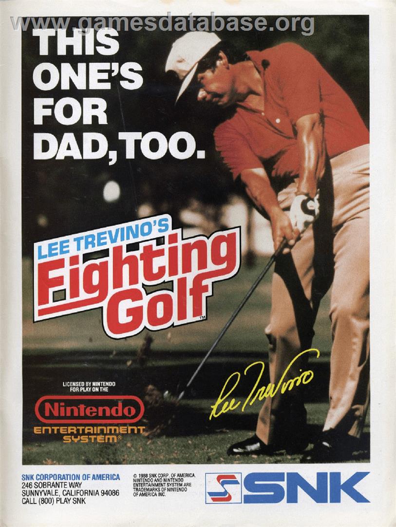 Lee Trevino's Fighting Golf - Nintendo NES - Artwork - Advert