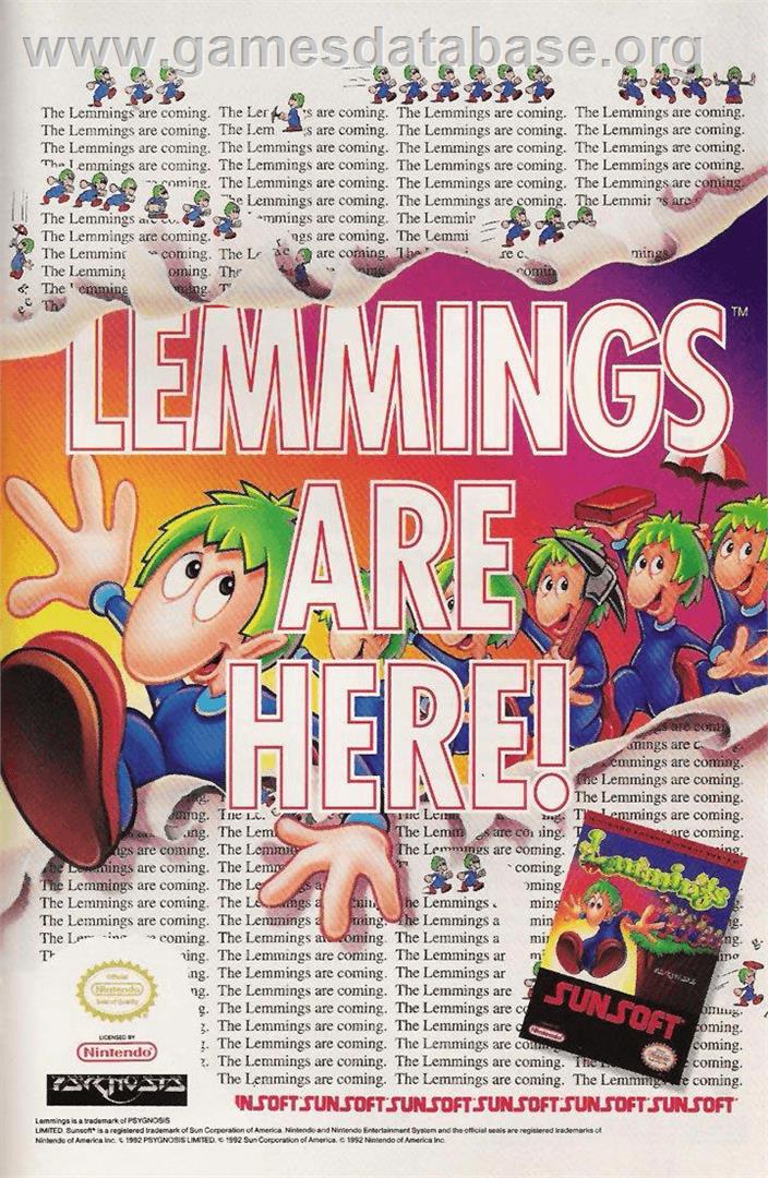 Lemmings - Nintendo NES - Artwork - Advert