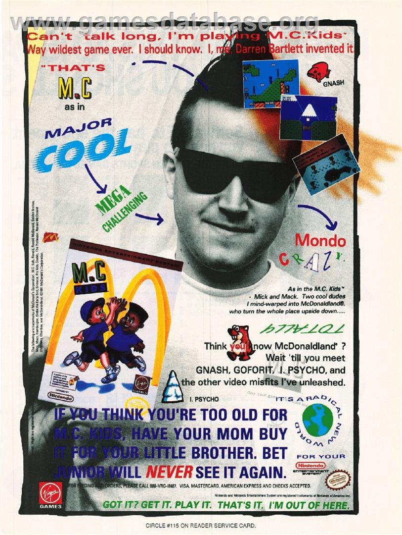 M.C. Kids - Nintendo NES - Artwork - Advert
