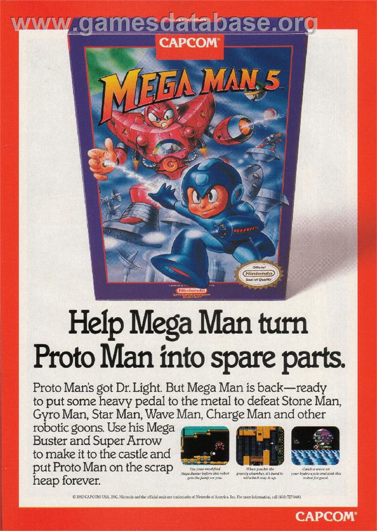 Mega Man 5 - Nintendo NES - Artwork - Advert