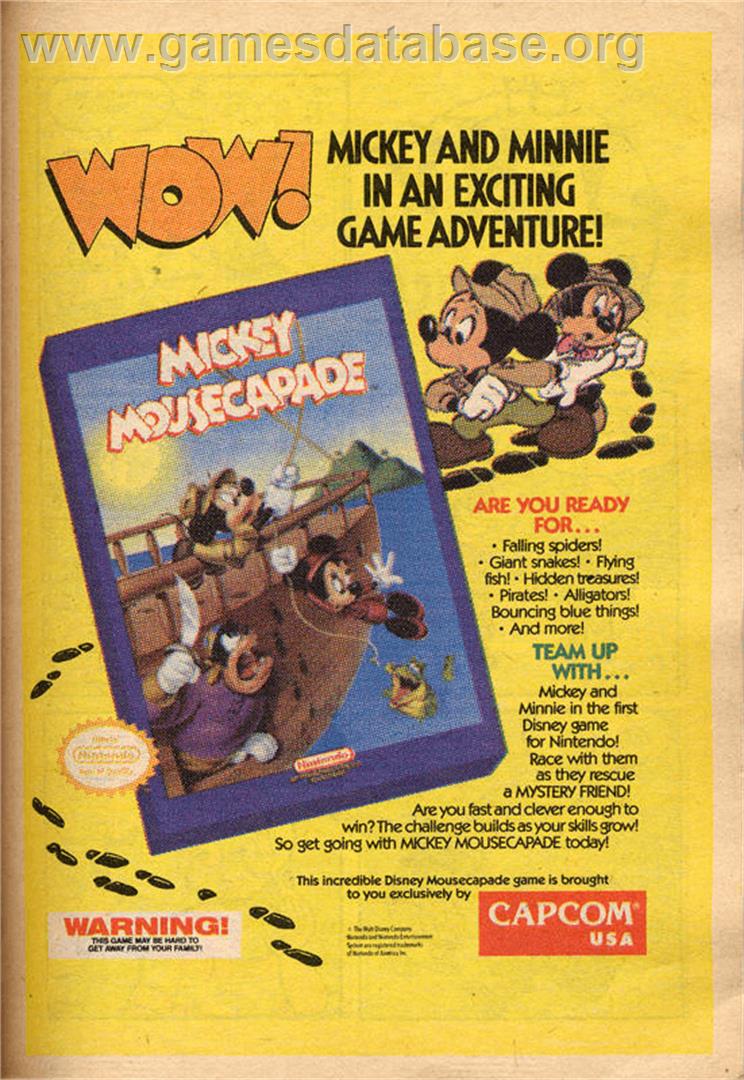 Mickey Mousecapade - Nintendo NES - Artwork - Advert