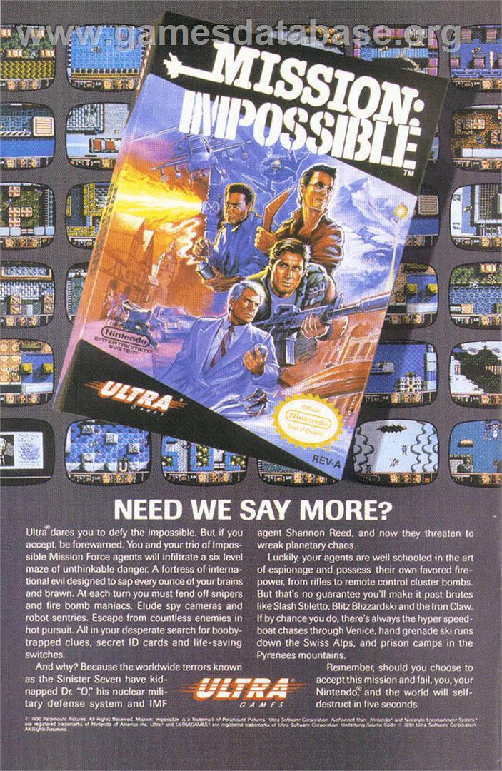 Mission Impossible - Nintendo NES - Artwork - Advert