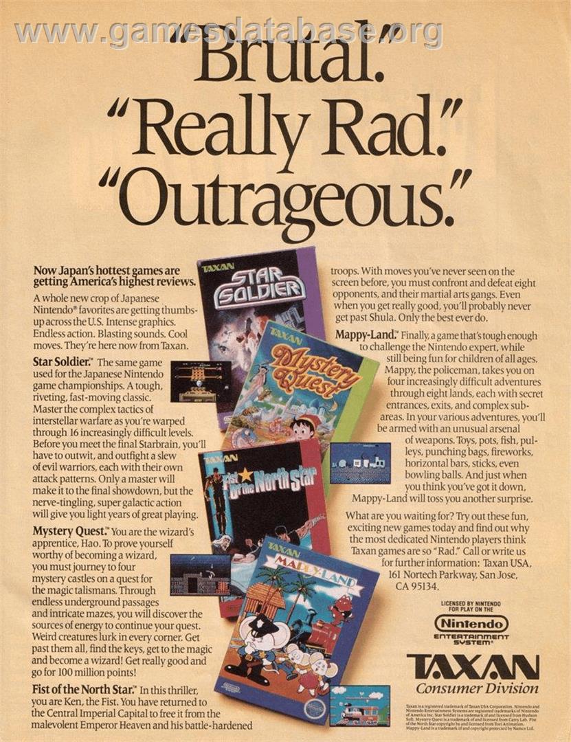 Mystery Quest - Nintendo NES - Artwork - Advert