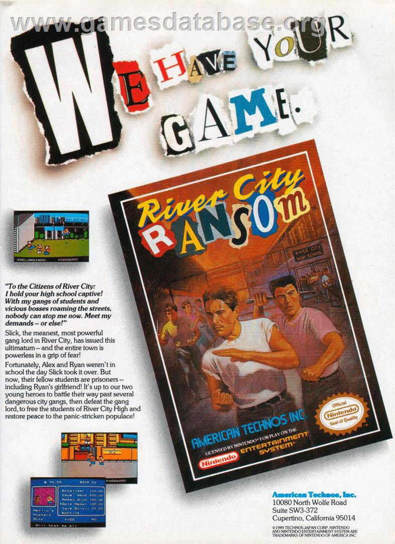 River City Ransom - Nintendo NES - Artwork - Advert