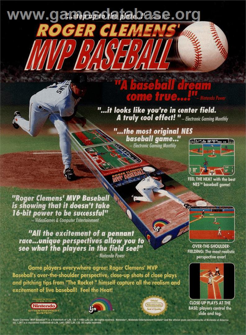 Roger Clemens' MVP Baseball - Nintendo NES - Artwork - Advert