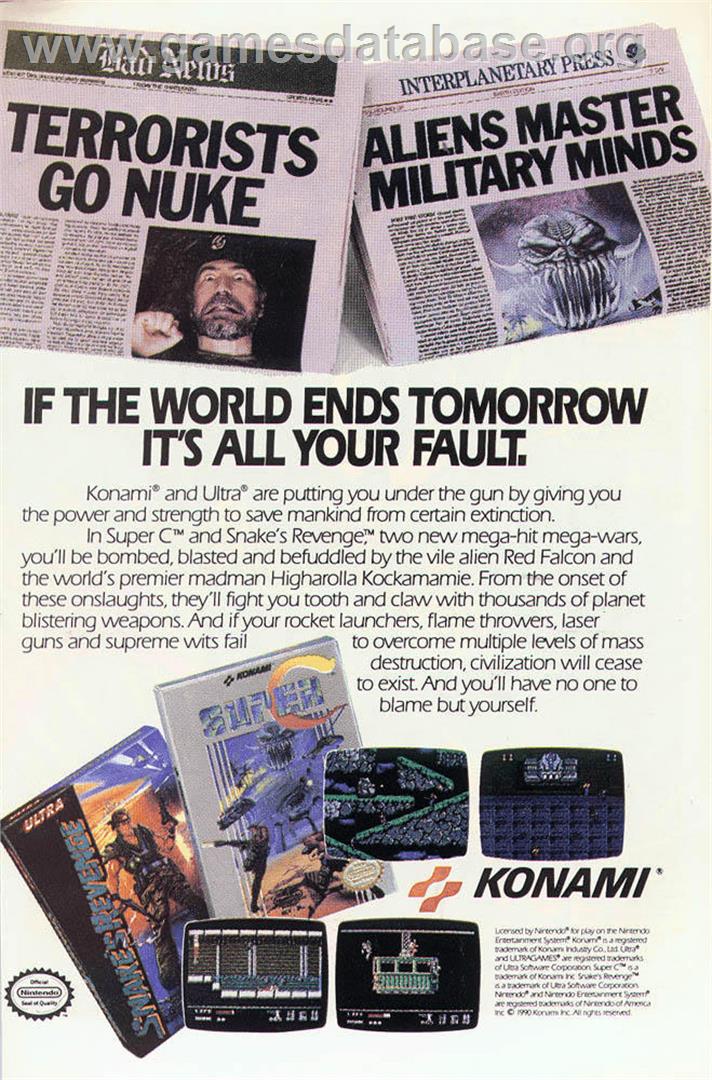 Snake's Revenge - Nintendo NES - Artwork - Advert