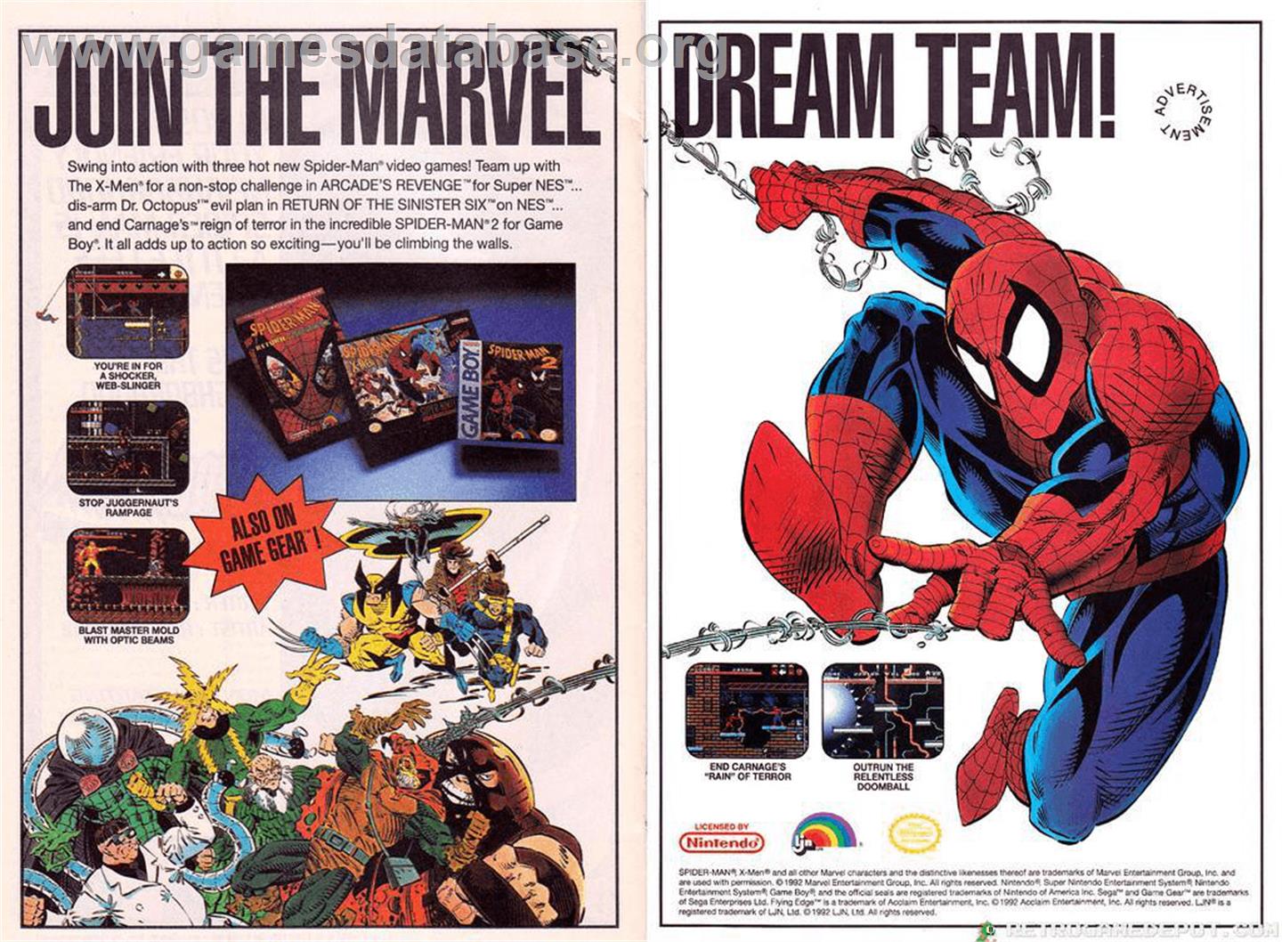 Spider-Man: Return of the Sinister Six - Nintendo NES - Artwork - Advert