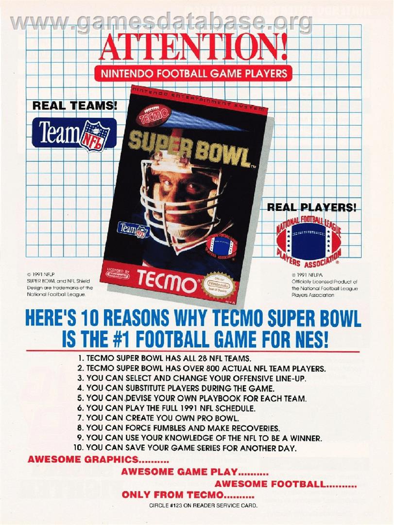 Tecmo Super Bowl - Nintendo NES - Artwork - Advert