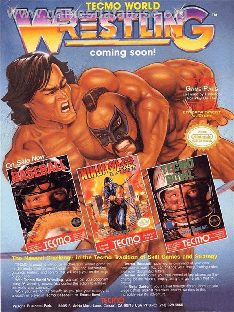Tecmo World Wrestling - Nintendo NES - Artwork - Advert