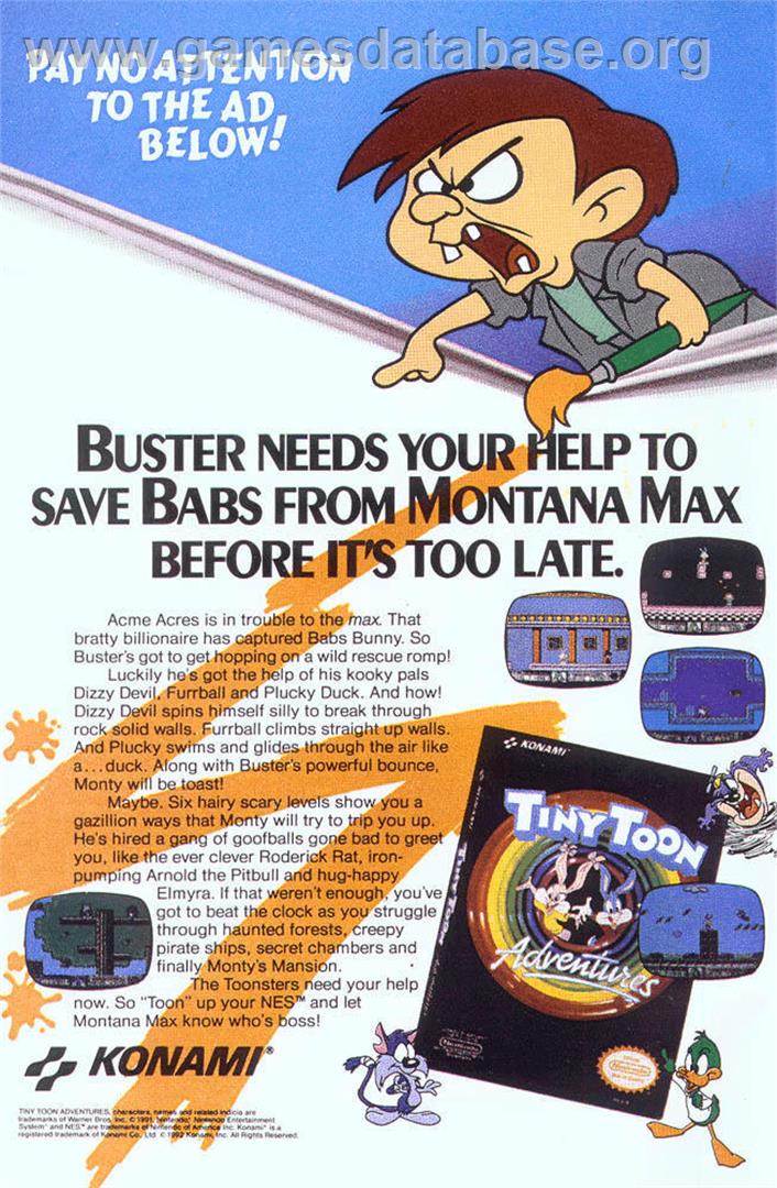 Tiny Toon Adventures - Nintendo NES - Artwork - Advert