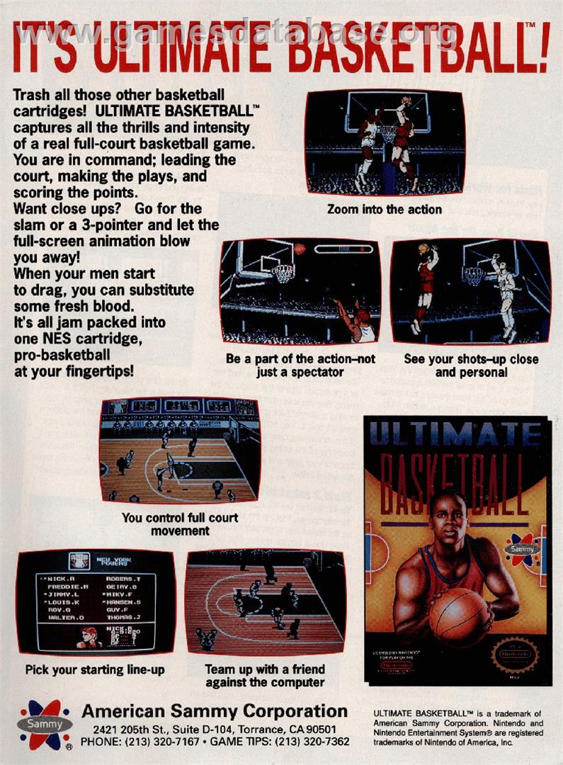 Ultimate Basketball - Nintendo NES - Artwork - Advert