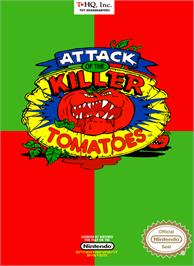 Box cover for Attack of the Killer Tomatoes on the Nintendo NES.