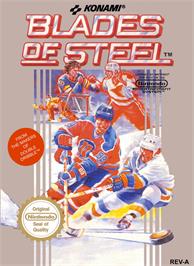 Box cover for Blades of Steel on the Nintendo NES.