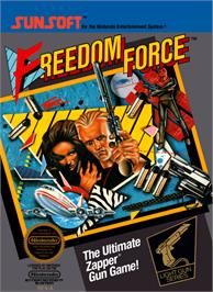 Box cover for Freedom Force on the Nintendo NES.