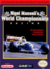 Box cover for Nigel Mansell's World Championship on the Nintendo NES.